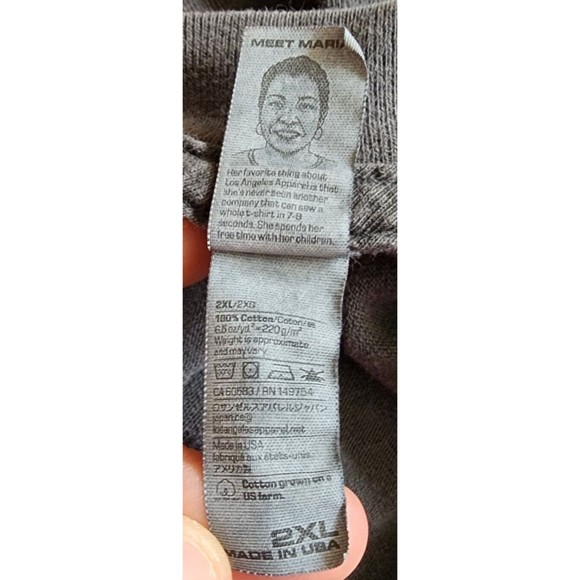 Village T-Shirt Love and Death Gray by Los Angeles Apparel Plus Size 2XL - Picture 5 of 6